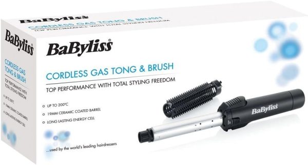 BaByliss Cordless Gas Hair Curler & Brush, Curling Tong, 19mm Ceramic Barrel, Protective Heat Shield, Fast Heat up to 200°C, 2583BU - Image 2
