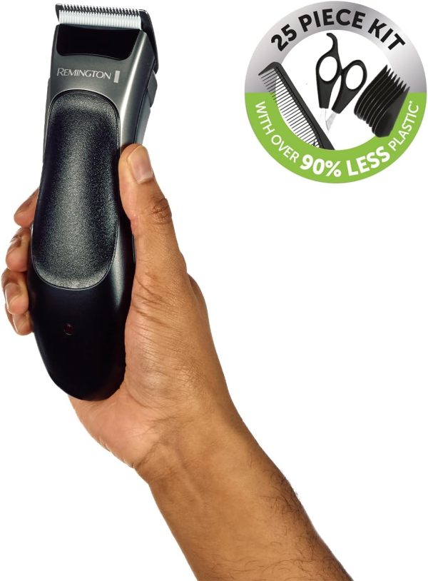 Remington Hair Clipper and Detail Trimmer (25 Piece kit incl. 6 Sectioning Clips, 6 Comb attachments (3mm-25mm), Ear Taper Combs, Scissors, Storage Pouch etc., 40 Minutes Cordless Usage) HC367 - Image 2