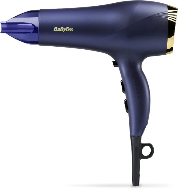 BaByliss Midnight Luxe 2300W Hair Dryer, Ionic Frizz-control, Fast Drying, Professional and Lightweight, 3 heat & 2 speed settings, 5781U