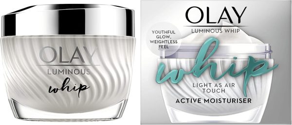 Olay Luminous Whip Moisturiser 50ml, 2 in 1 Face Cream & Primer with Niacinamide, Light as Air for a Healthy Glow