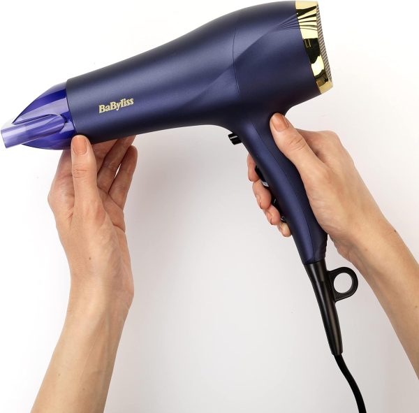 BaByliss Midnight Luxe 2300W Hair Dryer, Ionic Frizz-control, Fast Drying, Professional and Lightweight, 3 heat & 2 speed settings, 5781U - Image 3