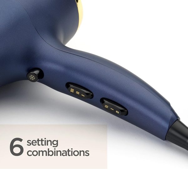 BaByliss Midnight Luxe 2300W Hair Dryer, Ionic Frizz-control, Fast Drying, Professional and Lightweight, 3 heat & 2 speed settings, 5781U - Image 6