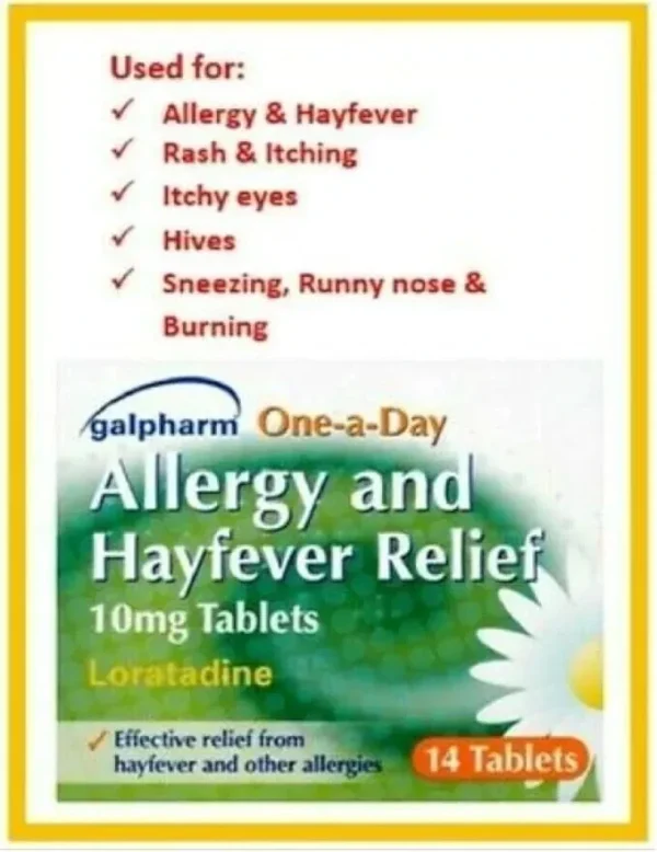 Loratadine 10mg Hayfever & Allergy Relief Effective One-A-Day Tabs 4 packs of 14 - Image 3